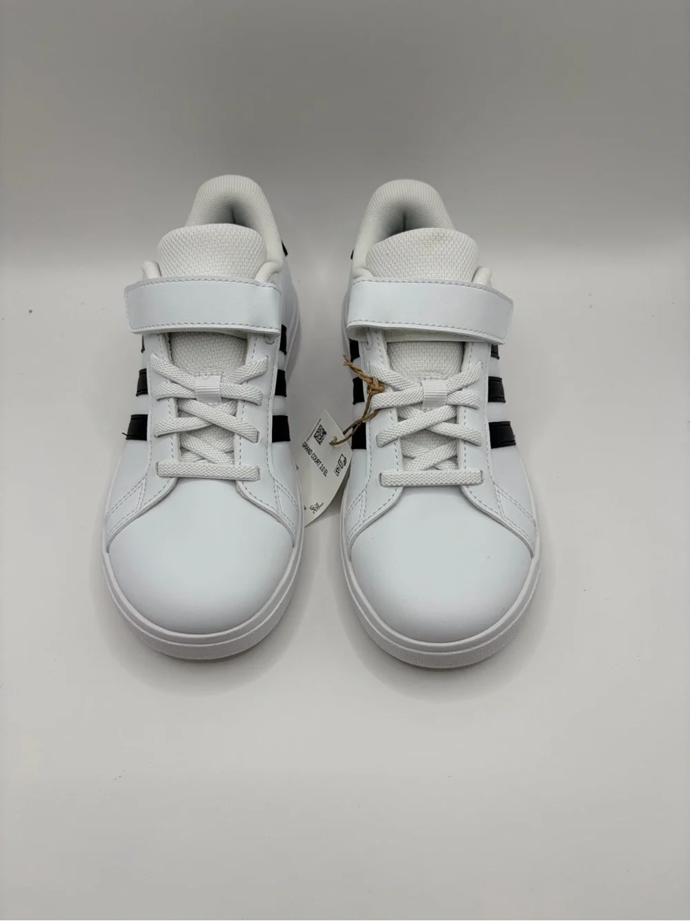 Adidas White Sneakers with Black Stripes